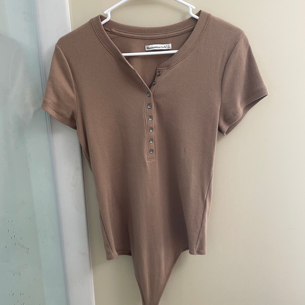 Abercrombie Brown Button Up Bodysuit (L)